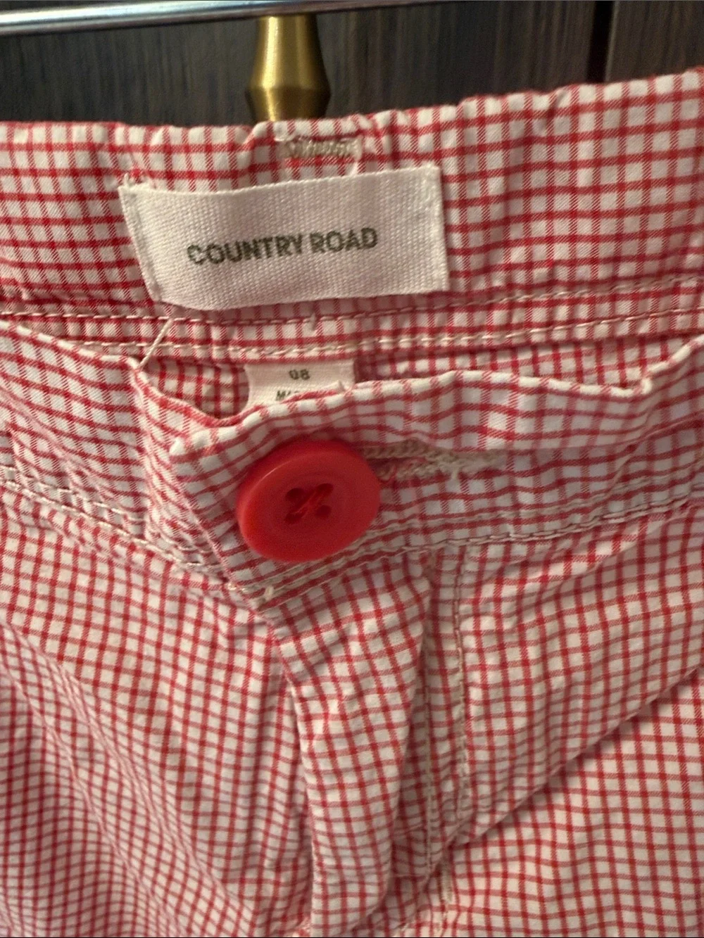 Country Road Red Gingham Cargo Shorts